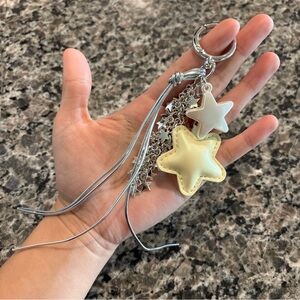 Star Bag Charm Keychain with Yellow and Silver Stars